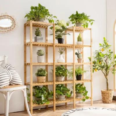 Multifunctional Bamboo Shelf Flower Plant Display Stand