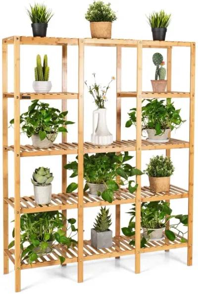 Multifunctional Bamboo Shelf Flower Plant Display Stand