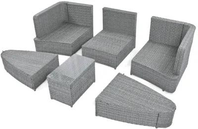 Merax Patio Outdoor Conversation Sofa Table Seating Set