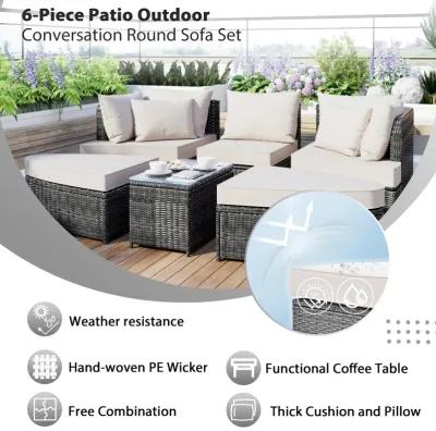 Merax Patio Outdoor Conversation Sofa Table Seating Set