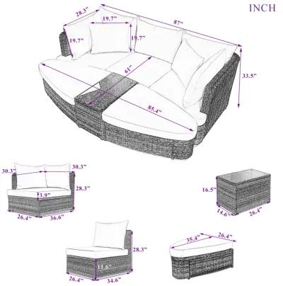 Merax Patio Outdoor Conversation Sofa Table Seating Set