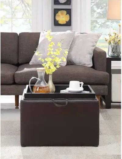 Convience Concept, Inc. Designs4Comfort Accent Storage Ottoman with Reversible Tray Espresso Faux Leather