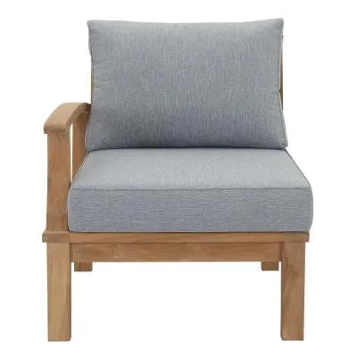 Modway - Marina Outdoor Patio Teak Left-Facing Sofa Natural Gray