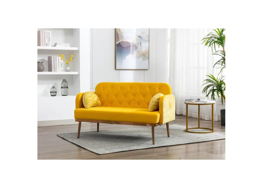 Velvet Sofa, Accent Sofa. Loveseat Sofa With Metal Feet