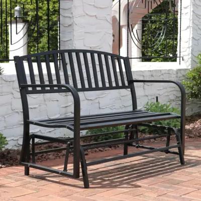 Sunnydaze 2-Person Steel Outdoor Glider Garden Bench - Black