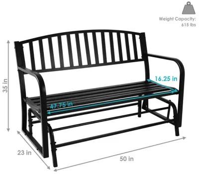 Sunnydaze 2-Person Steel Outdoor Glider Garden Bench - Black