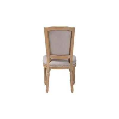 Cottage Weathered Oak Beige Fabric Button-tufted Upholstered Dining Chair