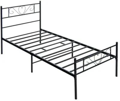 Hivvago Twin XL Metal Bed Frame with Heart-shaped Headboard