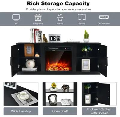 58 Inch TV Stand with 1500W Faux Fireplace for TVs up to 65 Inch