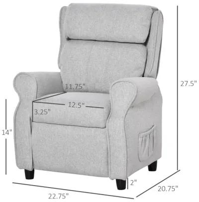 Light Grey Kids' Lounger: Adjustable Recliner with Footrest for Ages 3-5