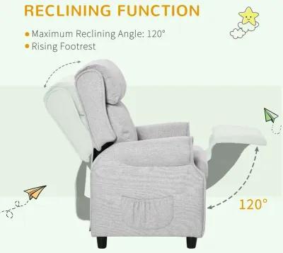 Light Grey Kids' Lounger: Adjustable Recliner with Footrest for Ages 3-5