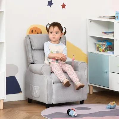 Light Grey Kids' Lounger: Adjustable Recliner with Footrest for Ages 3-5