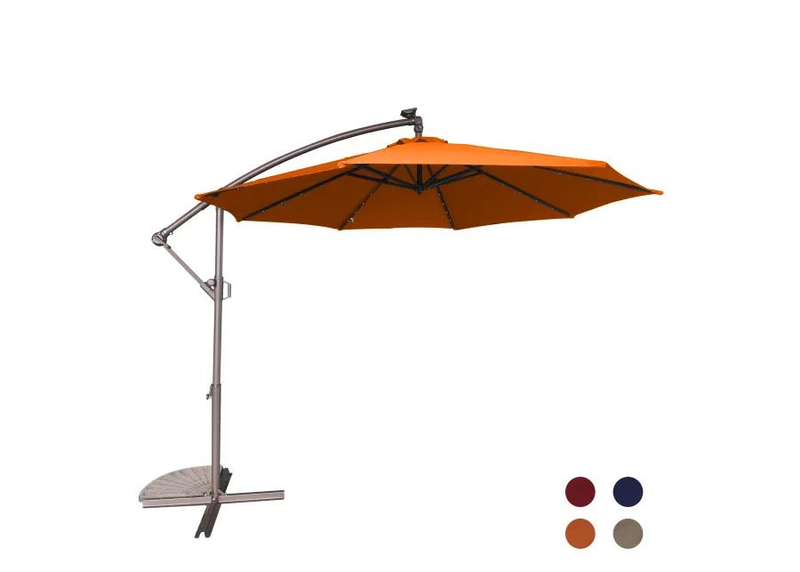 Mondawe 10 Ft Cantilever Patio Offset Umbrella Upgrade Crank Hanging Canopy Umbrella With LED Lamp Bead