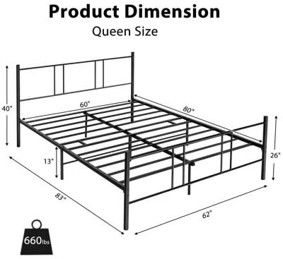 Full/Queen Size Platform Bed Frame with High Headboard