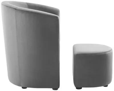 Divulge Performance Velvet Arm Chair and Ottoman Set