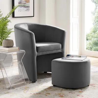 Divulge Performance Velvet Arm Chair and Ottoman Set