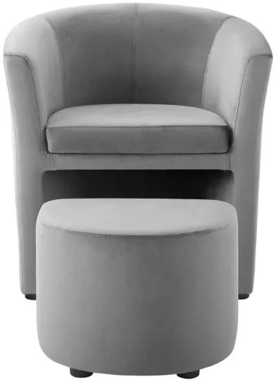 Divulge Performance Velvet Arm Chair and Ottoman Set