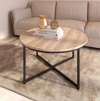 Modern Round Coffee Table Stylish Sleek Wood Design Sturdy Construction Perfect for Small Spaces