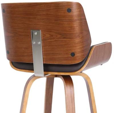 Tyler  Counter Height Swivel Cream Faux Leather and Walnut Wood Bar Stool