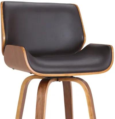 Tyler  Counter Height Swivel Cream Faux Leather and Walnut Wood Bar Stool