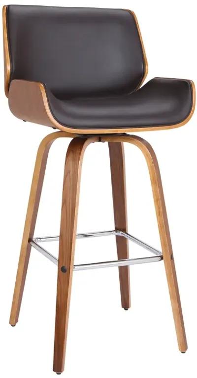 Tyler  Counter Height Swivel Cream Faux Leather and Walnut Wood Bar Stool