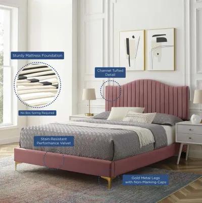 Modway - Juniper Channel Tufted Performance Velvet Twin Platform Bed