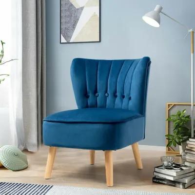 Armless Accent Chair Tufted Velvet Leisure Chair