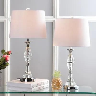 Reid 25.5" Crystal LED Table Lamp, Clear/Chrome (Set of 2)