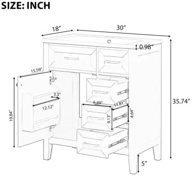 P PURLOVE Bathroom Furniture Vanity with Sink Combo