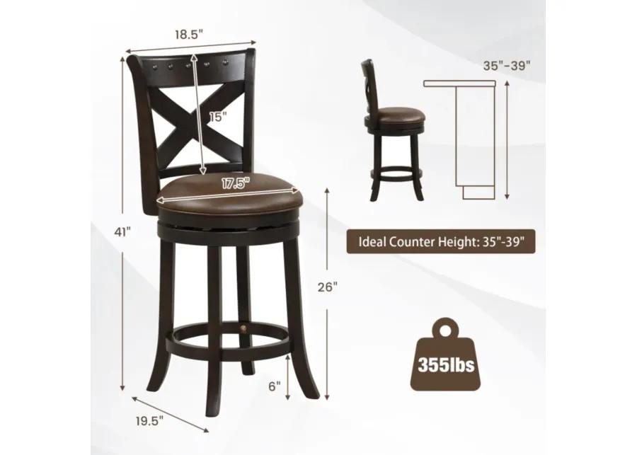 Hivvago 26"/31" Swivel Bar Stool with Curved Backrest PU Leather Seat and Footrest