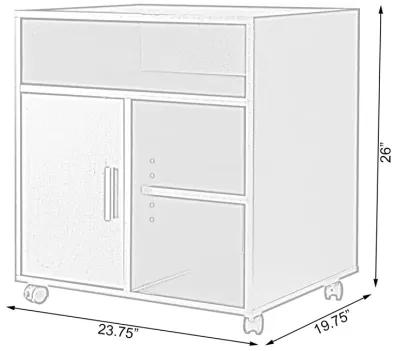 Printer Kitchen Office Storage Stand With Casters, White