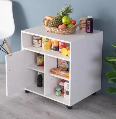 Printer Kitchen Office Storage Stand With Casters, White