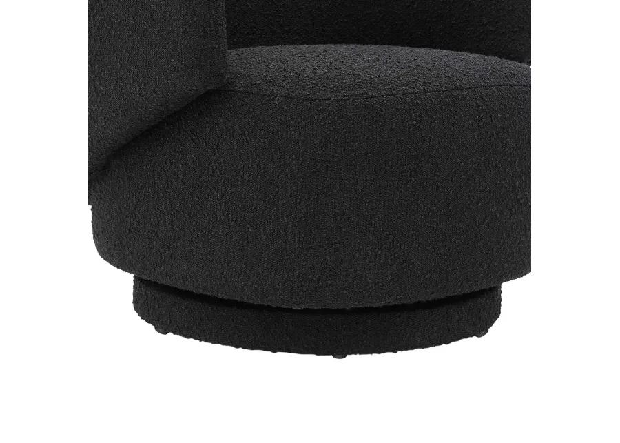 Celestia Boucle Fabric Fabric and Wood Swivel Chair