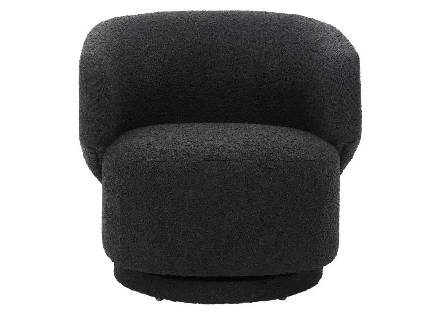 Celestia Boucle Fabric Fabric and Wood Swivel Chair