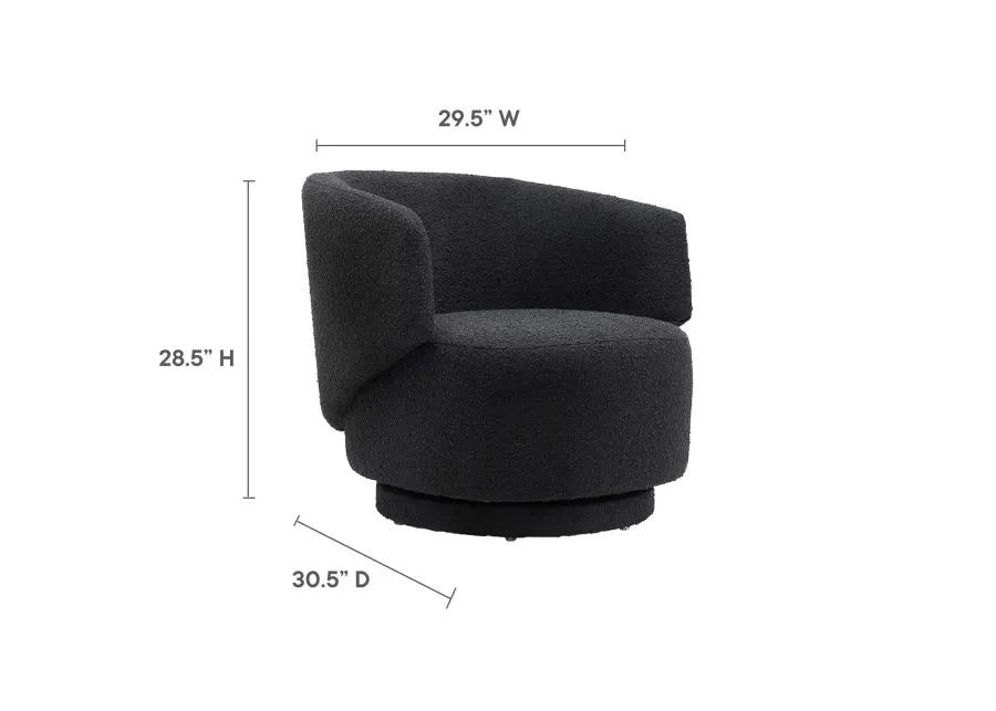 Celestia Boucle Fabric Fabric and Wood Swivel Chair