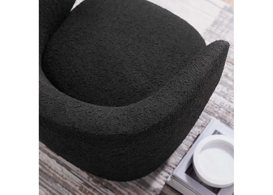 Celestia Boucle Fabric Fabric and Wood Swivel Chair