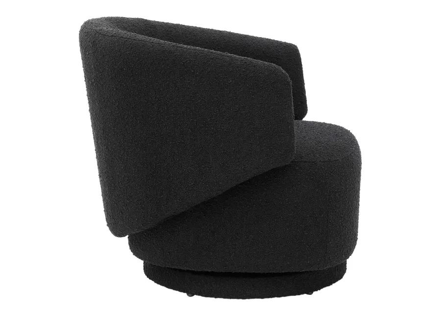 Celestia Boucle Fabric Fabric and Wood Swivel Chair