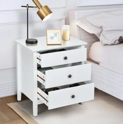 Nightstand Beside End Side Table Organizer with 3 Drawers