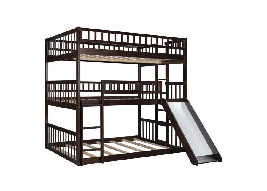 Full-Over-Full-Over-Full Triple Bed With Built-In Ladder And Slide, Triple Bunk Bed