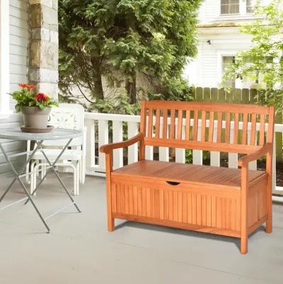 33 Gallon Wooden Storage Bench with Liner for Patio Garden Porch