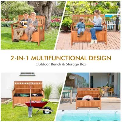 33 Gallon Wooden Storage Bench with Liner for Patio Garden Porch