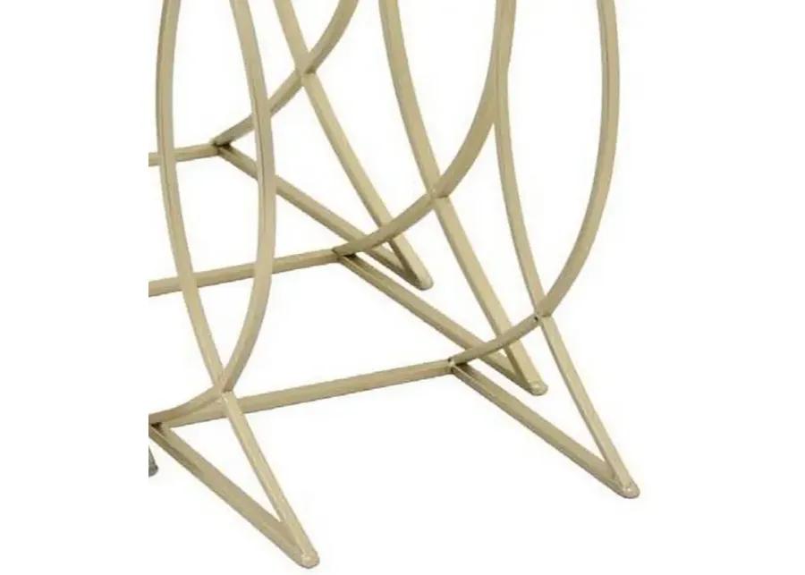 Rikki Plant Stand Table Set of 3, Curved Base, Modern Champagne Metal - Benzara