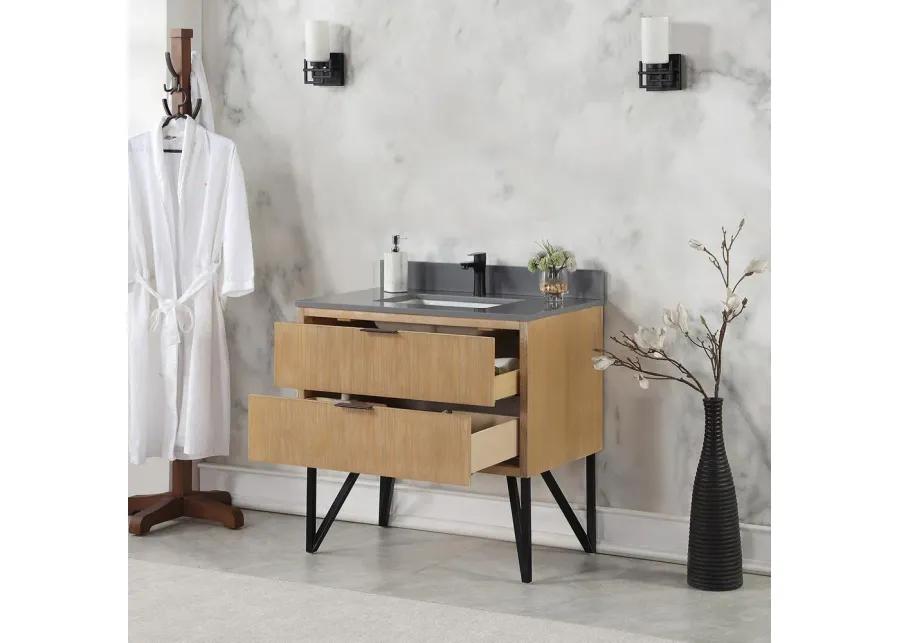 Altair 36 Single Bathroom Vanity in Weathered Pine without Mirror