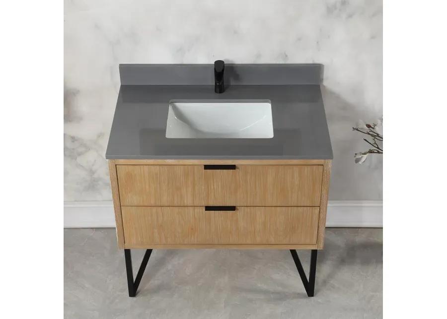 Altair 36 Single Bathroom Vanity in Weathered Pine without Mirror