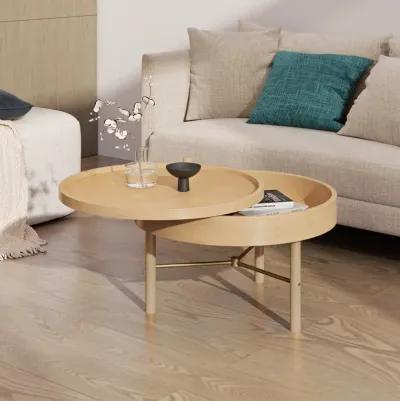 Merax Modern Round Wood Rotating Tray Coffee Table