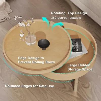 Merax Modern Round Wood Rotating Tray Coffee Table