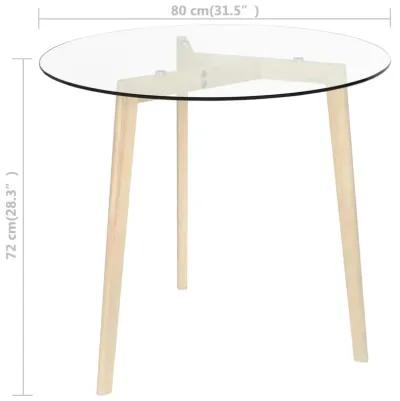 vidaXL Dining Table Transparent 31.5" Tempered Glass 2783