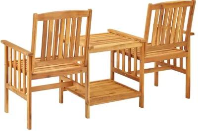 vidaXL Garden Chairs with Tea Table 62.5"x24"x36.2" Solid Acacia Wood