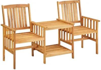 vidaXL Garden Chairs with Tea Table 62.5"x24"x36.2" Solid Acacia Wood