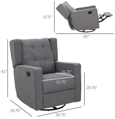 Manual Sofa Recliner Padded Seat Rocking Chair Lounger 360� Swivel w/Footrest